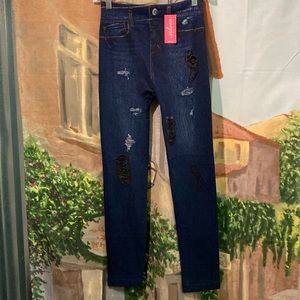 Leggings Park distressed dark denim jeans leggings